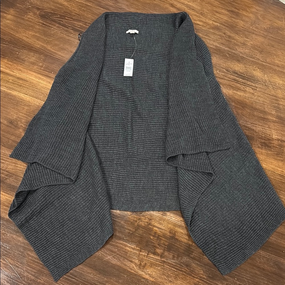 Charcoal Waterfall Shrug with Textured Knit